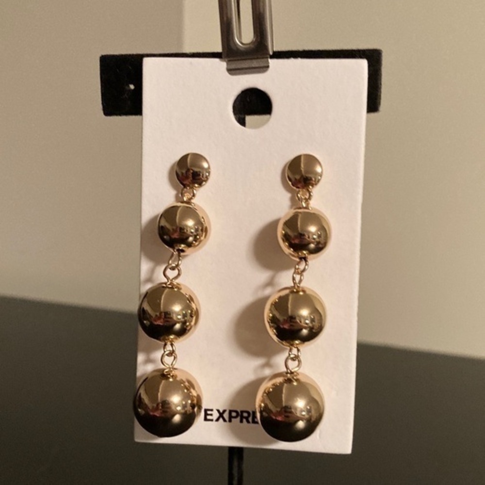 Express Shiny Gold Sphere Earrings